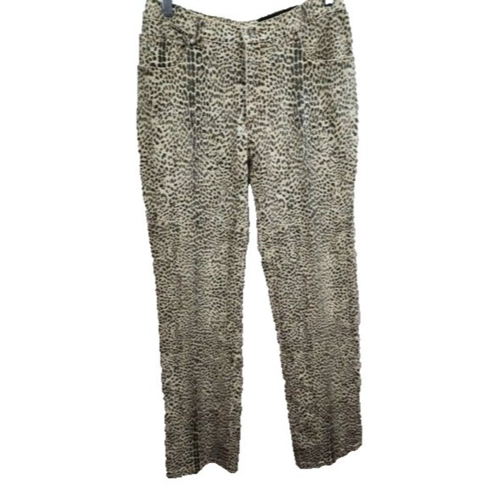 VTG‎ 90s Roberto Cavalli Womens Jeans XL Brown Leopard Print Straight Textured